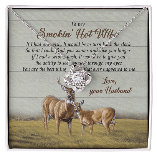 To My Smokin' Hot Wife Necklace From Husband, Love Your Husband Necklace Gift For Wife, Soulmate Gift Necklace Girlfriend Husband To Wife Love Knot Pendant Jewelry Gift For Women, Woman Necklace