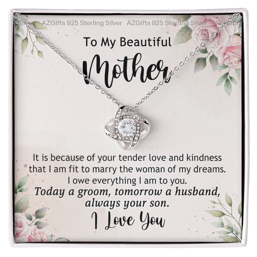 To My Beautiful Mother Necklace From Son, The Love Knot Necklace Gift For Mom, Mother, Bonus Mom Gift Necklace, Beautiful Mom Gift Necklace For Her, Mother's Day Necklace Jewelry For Mother, Moms