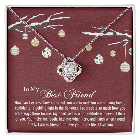 To My Best Friend Christmas Necklace From Friend, Jewelry Gift For Friend, Christmas Love Knot Necklace For Friend, BFF Gift Best Friend Gift Necklace On Birthday, Anniversary, Christmas For Friend