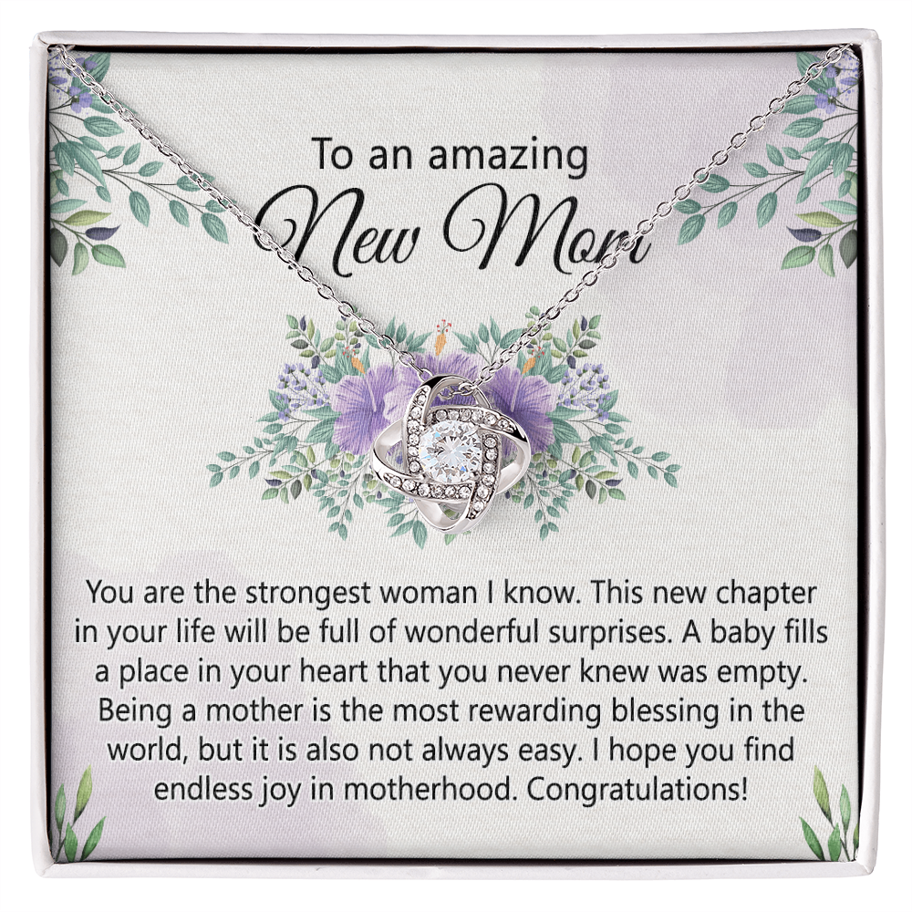To An Amazing New Mom Necklace From Daughter, Mother's Day Necklace, First Mother's Day Jewelry Gift For Mom To Daughter Gift Mother's Day Love Knot Necklace Gift for Mom, New Mom Jewelry for Mom