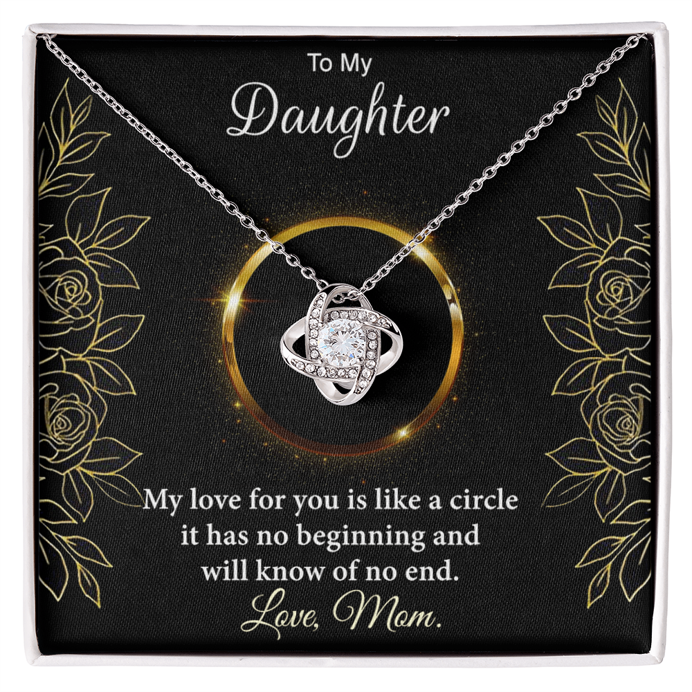 Personalized Gift Necklace For Daughter, Custom Card Gift For Daughter, To My Daughter Love Knot Necklace Gift From Mom, My Love For You Necklace, Love Knot Jewelry Gift For Daughter Birthday