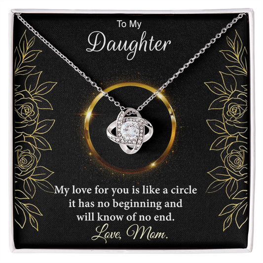 Personalized Gift Necklace For Daughter, Custom Card Gift For Daughter, To My Daughter Love Knot Necklace Gift From Mom, My Love For You Necklace, Love Knot Jewelry Gift For Daughter Birthday