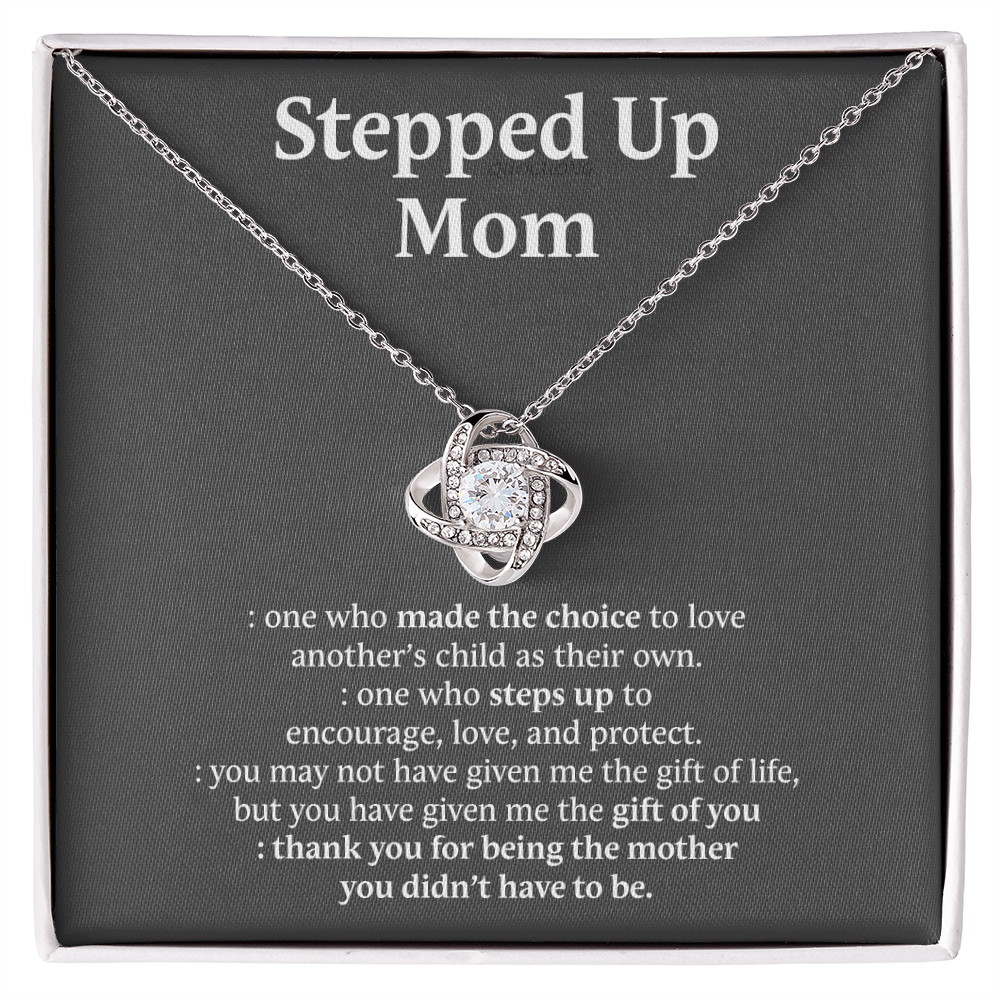 Inspirational StepMom Gifts Stepped Up Mom Necklace Birthday Gift for Bonus Mom