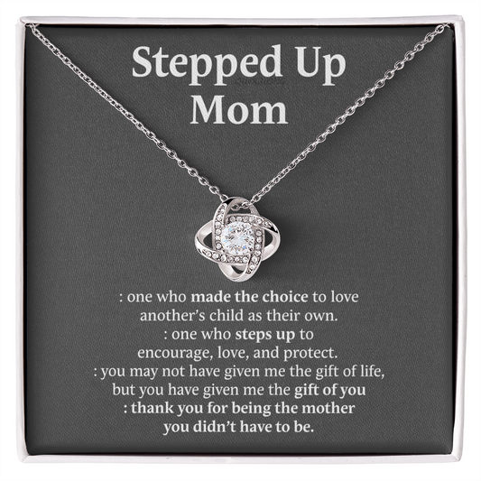 Inspirational StepMom Gifts Stepped Up Mom Necklace Birthday Gift for Bonus Mom