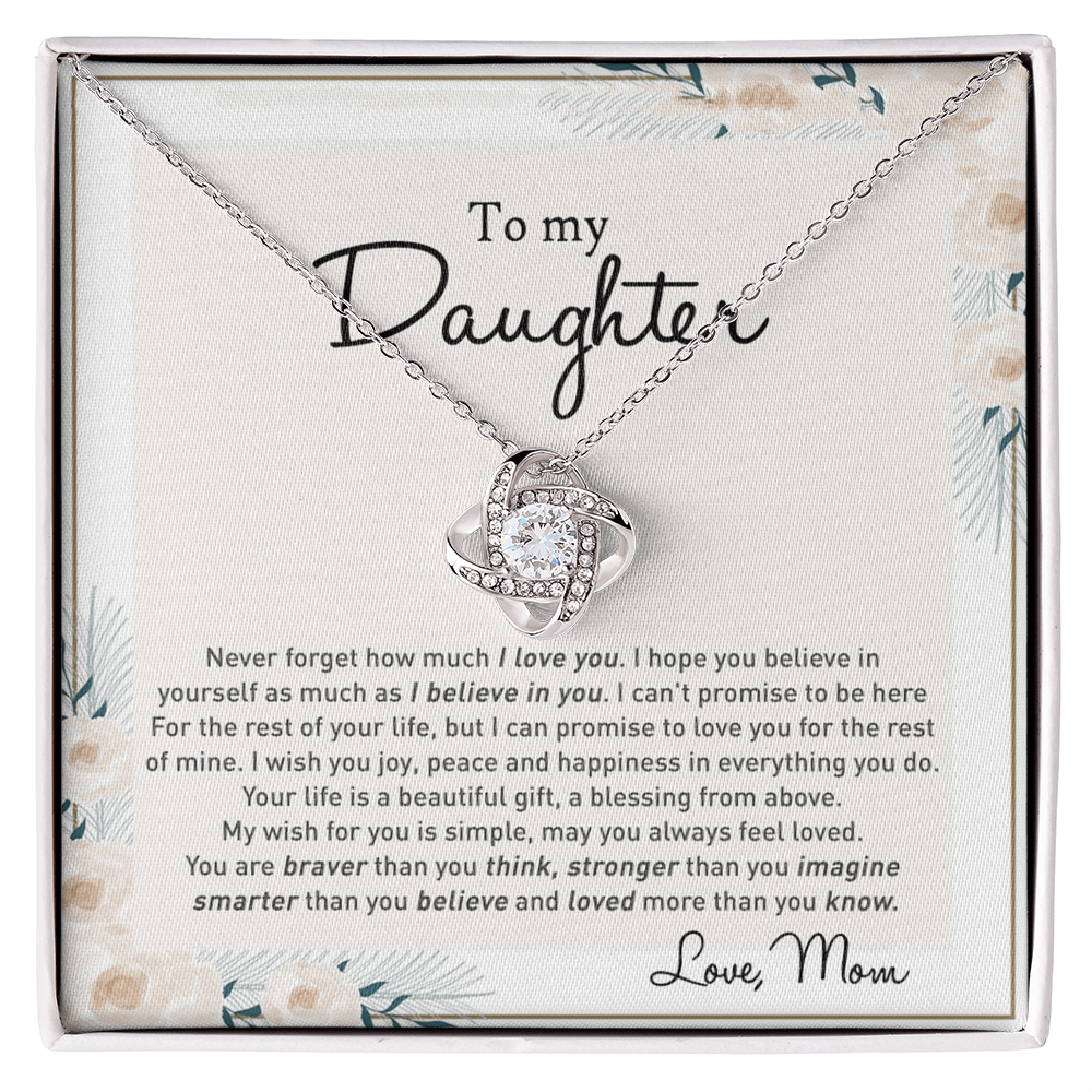 To my Beautiful Daughter Necklace With Thoughtful Card Box Gifts for Daughter from Mom Mother Daughter Gifts Jewelry for Girls Little Girl, Daughter Present On Birthday Graduation Gift Christmas