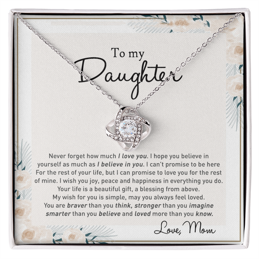 To my Beautiful Daughter Necklace With Thoughtful Card Box Gifts for Daughter from Mom Mother Daughter Gifts Jewelry for Girls Little Girl, Daughter Present On Birthday Graduation Gift Christmas