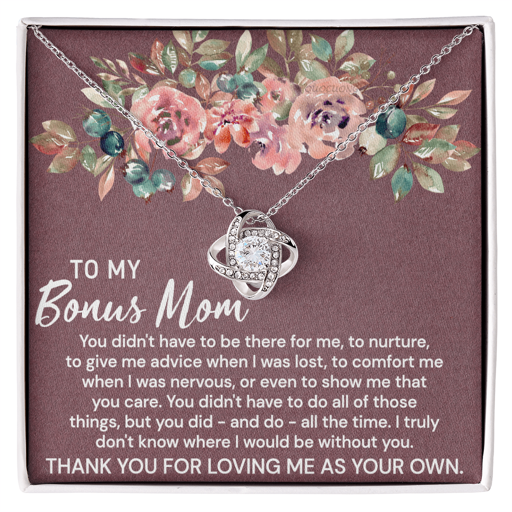To My Bonus Mom Necklace From Bonus Daughter, Bonus Mom Gift Necklace, Bonus Mother Jewelry For Women, Thank You For Loving Me As Your Own Necklace Gift For Mom On Mothers Day, Anniversary, Birthday