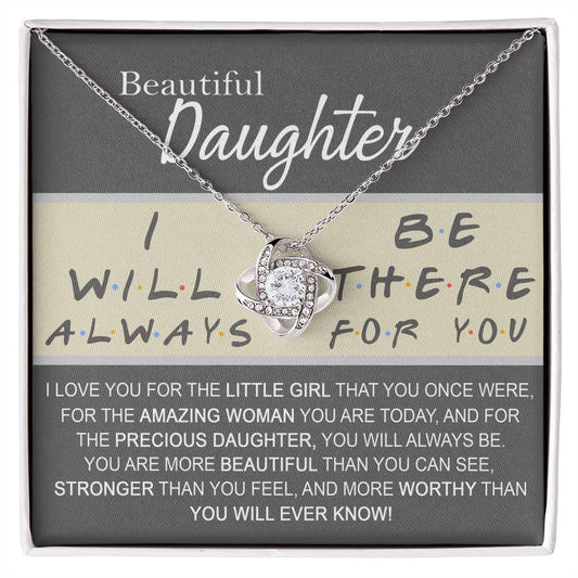 Daughter Gift Necklace Message Card Jewelry - Getting Card For Daughter, Custom Card For Little Girl, To My Beautiful Daughter Love Knot Necklace Gift From Mom - Mother And Daughter Gift Jewelry