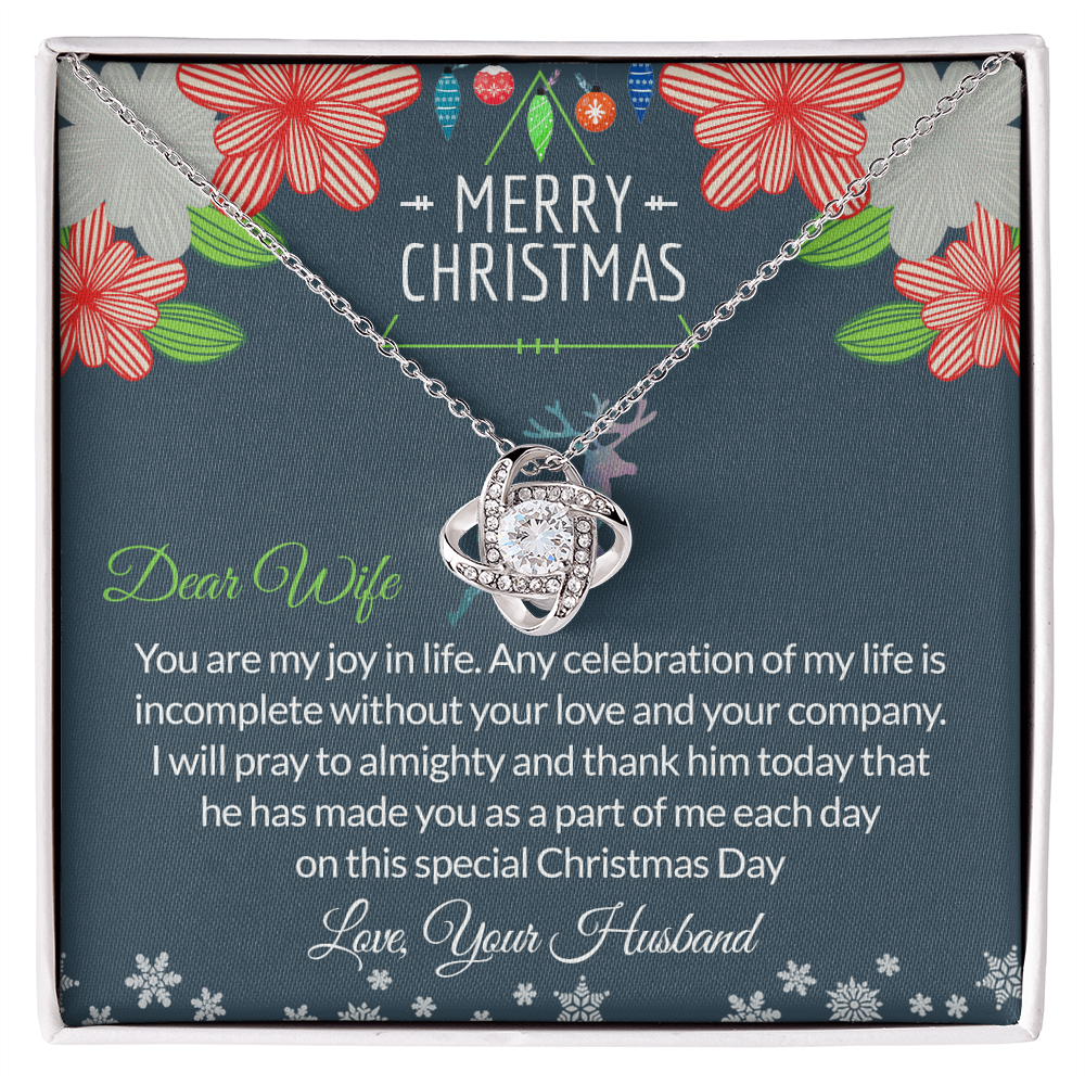 Dear Wife Gift Necklace, To My Wife Necklace From Husband, Merry Christmas Necklace Gift For Wife, Husband To Wife Love Knot Pendant, Christmas Necklace For Wife Christmas, Jewelry Gift For Women