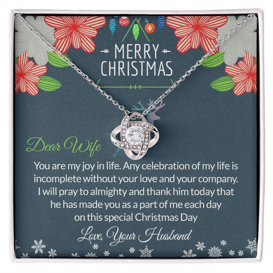 Dear Wife Gift Necklace, To My Wife Necklace From Husband, Merry Christmas Necklace Gift For Wife, Husband To Wife Love Knot Pendant, Christmas Necklace For Wife Christmas, Jewelry Gift For Women