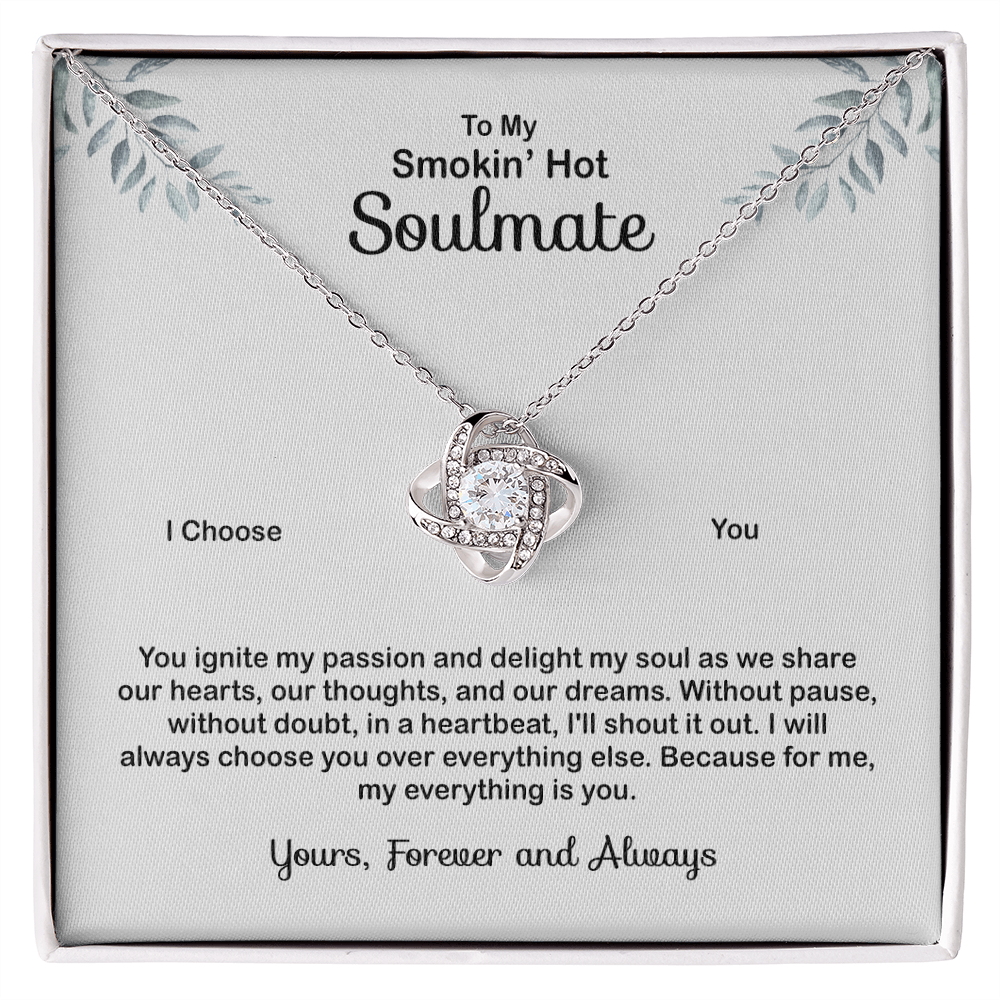 To My Soulmate Necklace, Luxury Jewelry For Wife, Girlfriend, Couples Gifts Neckalce For Wife From Husband, Necklaces Styles On Birthday Christmas Wedding For Her, Love Knot Necklace For Women