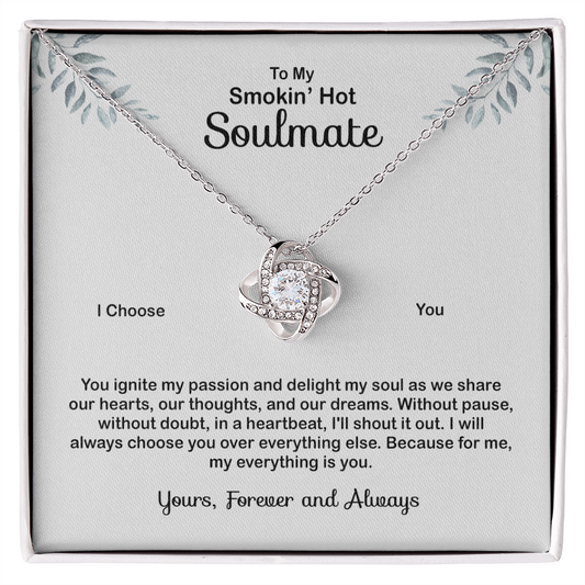 To My Soulmate Necklace, Luxury Jewelry For Wife, Girlfriend, Couples Gifts Neckalce For Wife From Husband, Necklaces Styles On Birthday Christmas Wedding For Her, Love Knot Necklace For Women