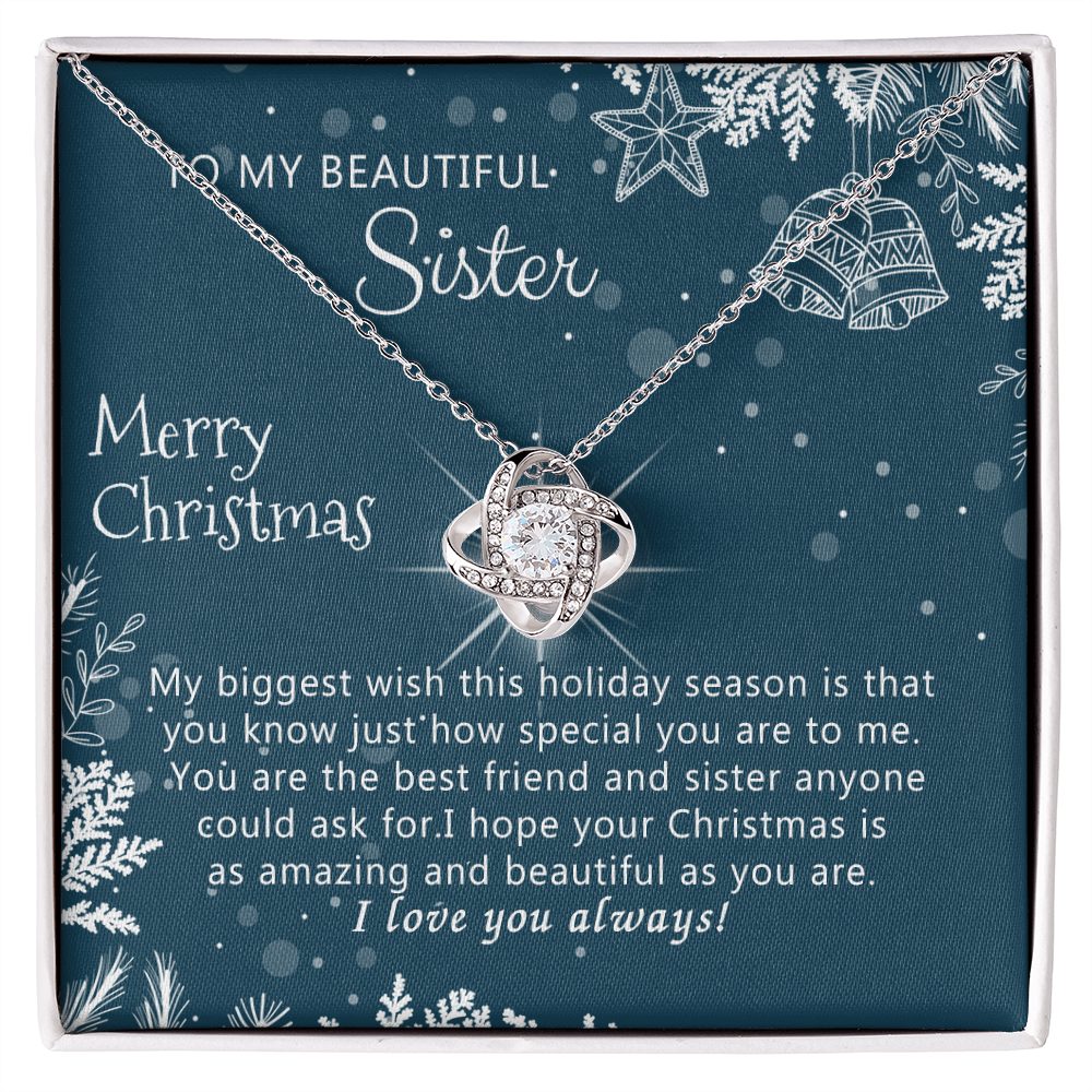 Personalized Gift Necklace, To My Beautiful Sisters Love Knot Necklace from Brother, Sisters Gift from Brother to Sisters Birthday Gift Necklace for Her, Jewelry Gift for Girls, Sister Gift Necklace