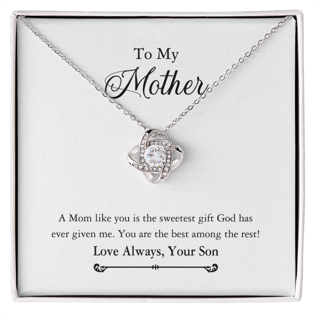 To My Mother Necklace Gift From Son, Happy Mother's Day Love Knot Pendant For Mom Necklace Gift Love Always Your Son For Mom, Mother Gift Necklace To Son, Mamato Be Gift Necklace From Son