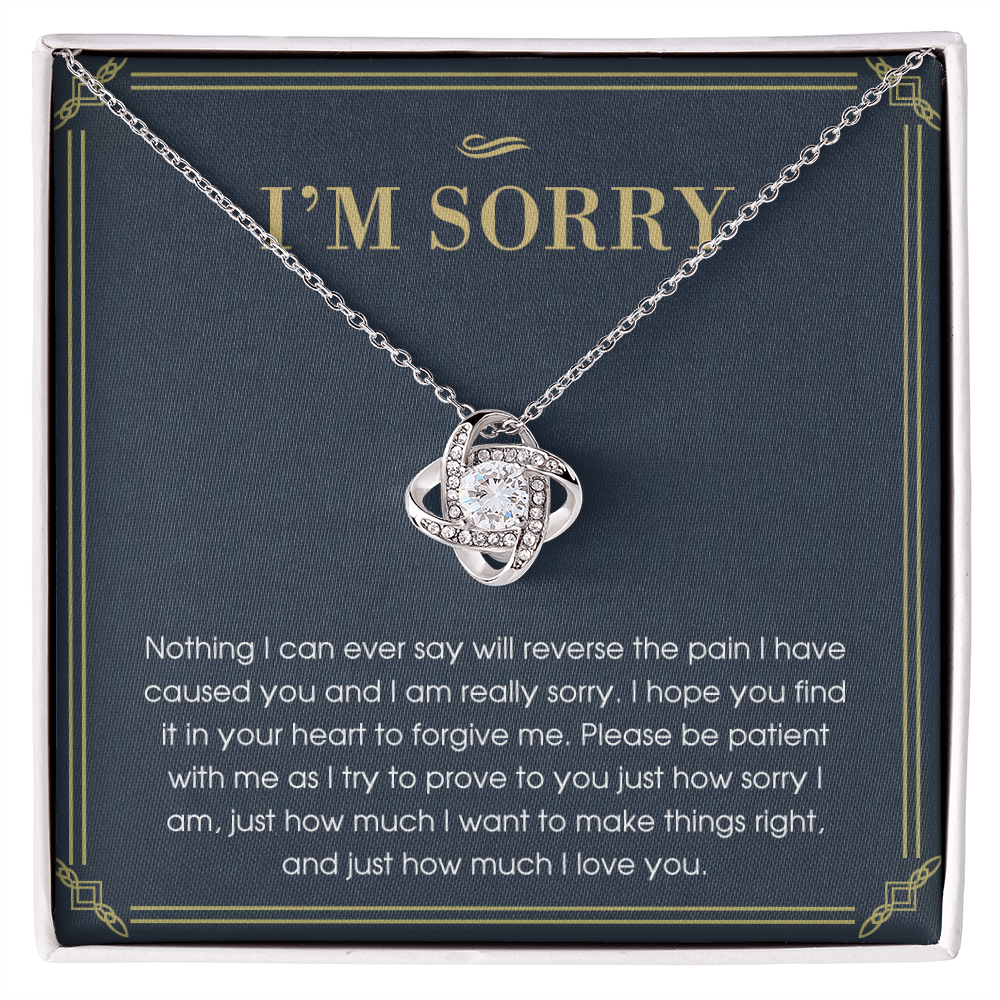 I'm Sorry Gift Necklace For Her, For Girlfriend, Soulmate, I Am Really Sorry Gift Necklace, I'm Sorry Love Knot Necklace From Boyfriend, Husband - Love Knot Pendant Gift For Girlfriend, Soulmate