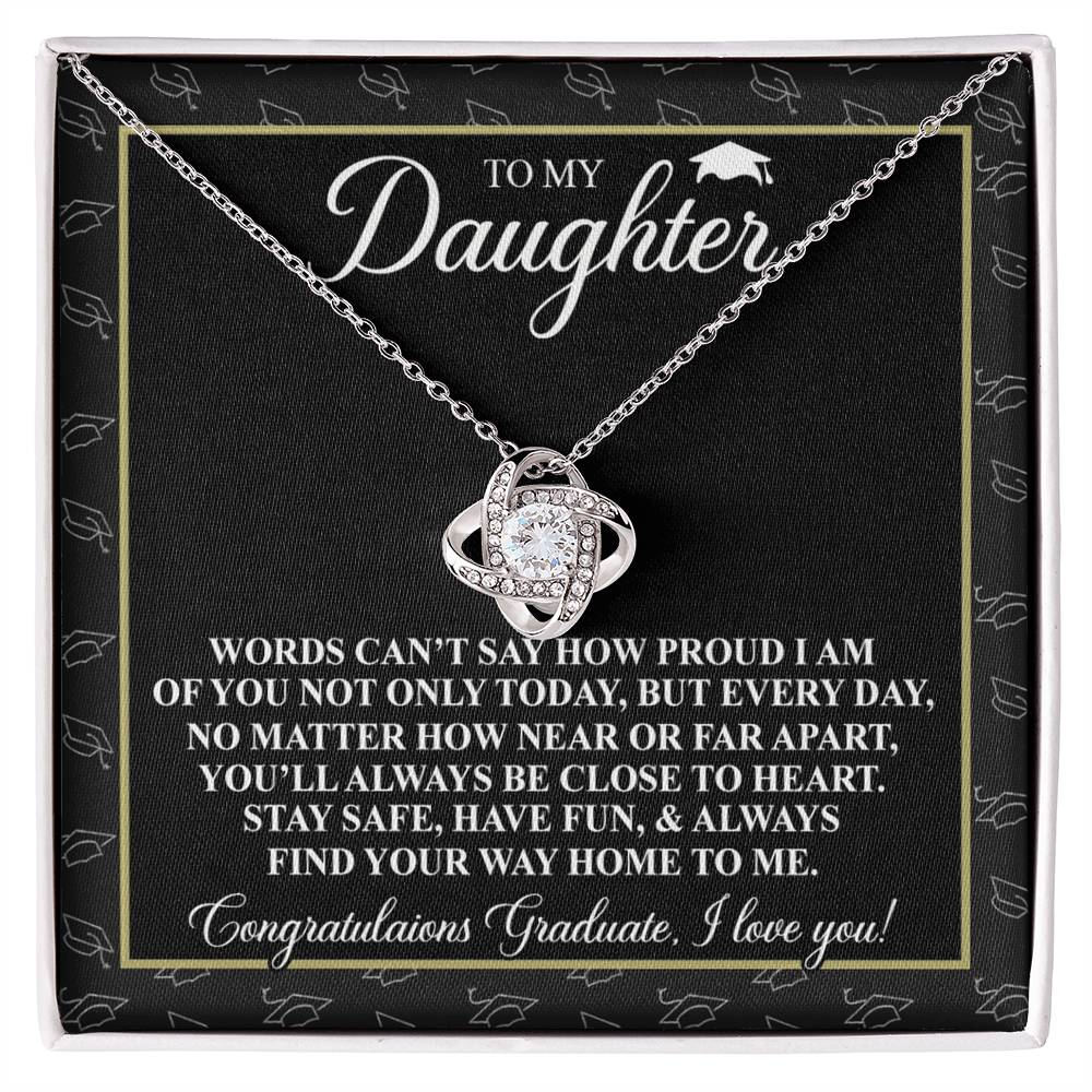 To My Daughter Gift Necklace From Father to Daughter Gift, Birthday Necklace Love Knot Pendant Necklace Gift Message Card and. Gift Box styles On Birthday, Christmas, Anniversary Graduation Gift