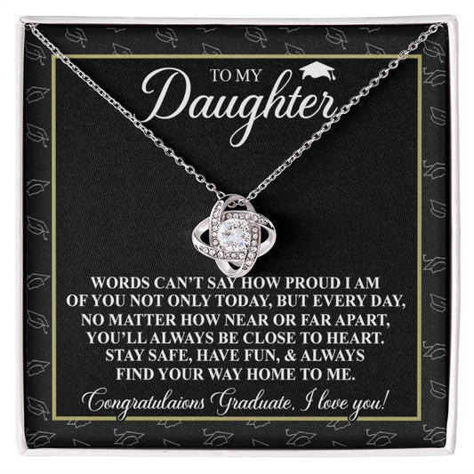 To My Daughter Gift Necklace From Father to Daughter Gift, Birthday Necklace Love Knot Pendant Necklace Gift Message Card and. Gift Box styles On Birthday, Christmas, Anniversary Graduation Gift