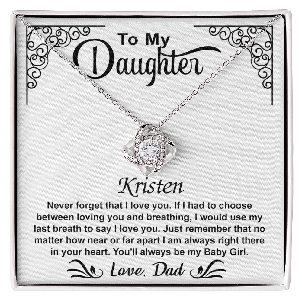To My Daughter Love Knot Necklace with Luxury Box Gift From Dad, To My Daughter Lion Dad And Daughter - Father Daughter Gifts Ideas Love, Pendant Necklaces On Birthday, Christmas