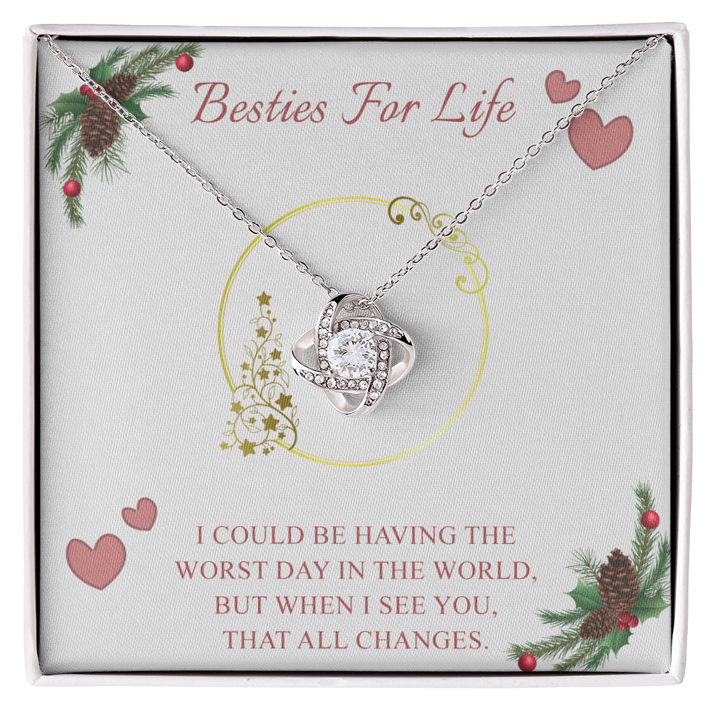 Gifts Necklace For Besties, To My Besties Love Knot Necklace From Friend, Best Friend Birthday Gift Necklace, Long Distance Best Friend Necklace, Besties For Life Necklace Jewelry Gift For Girls