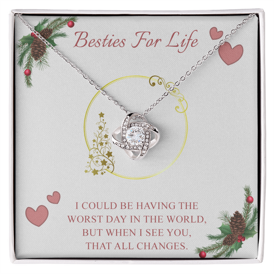 Gifts Necklace For Besties, To My Besties Love Knot Necklace From Friend, Best Friend Birthday Gift Necklace, Long Distance Best Friend Necklace, Besties For Life Necklace Jewelry Gift For Girls