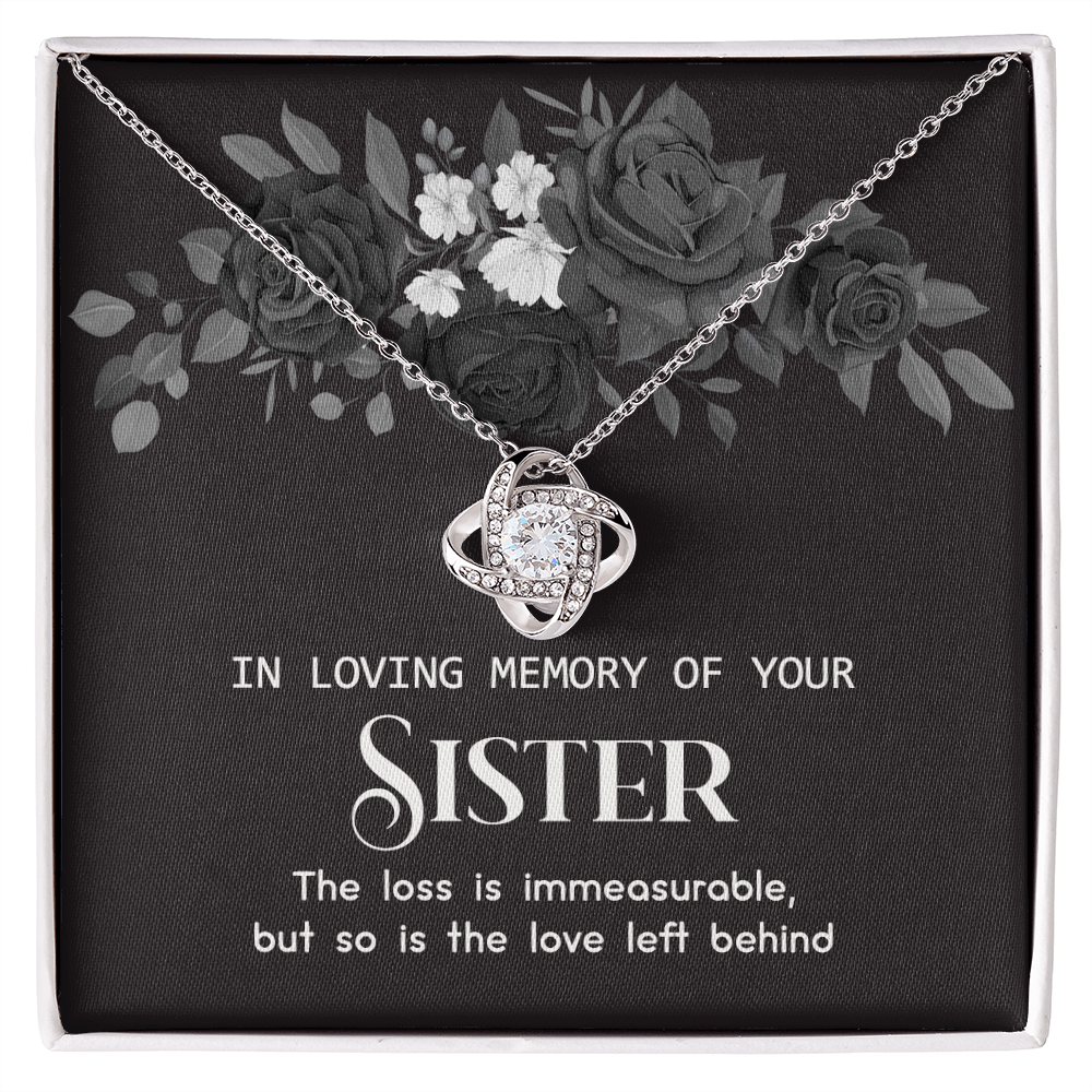In Memory Of Your Sister Love Knot Necklace, Sympathy Gift Pendant Loss Of Sister, Sympathy Gift Box For Sister, Loss Of Sister Necklace, Loss Of A Sister Necklace, Jewelry Gift for Girls, Women