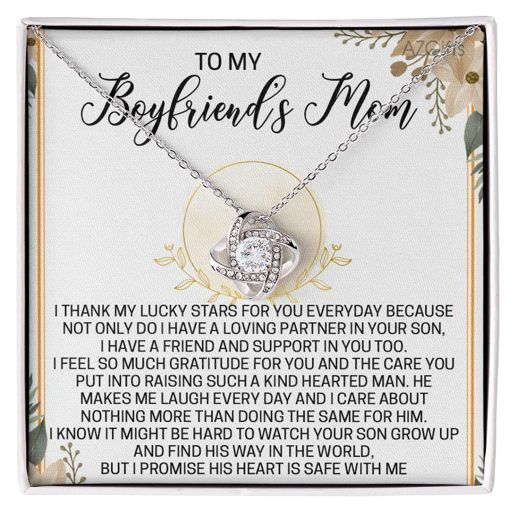 To My Boyfriend's Mom Necklace From Girlfriend,  Love Knot Pendant Gift For Boyfriend's Mom, Jewelry Gift Women, Boyfriend's Mom Gift Necklace On Mothers Day Birthday Presents for Mom Necklace