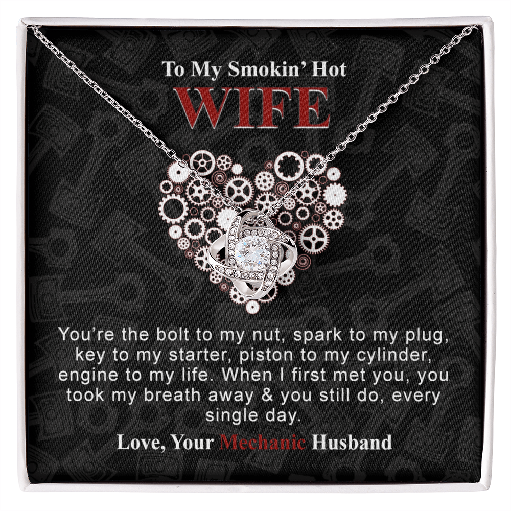 To My Smokin Hot Wife Necklace From Husband, Mechanic Necklace For Wife, Jewelry Gift For Women, Gift Necklace For Mechanic Wife Necklace From HUsband, Soulmate Gift Necklace For Women Love Knot