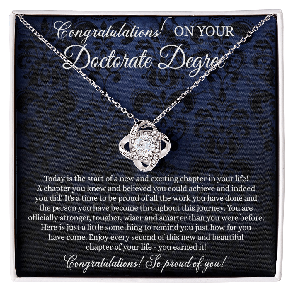 Doctorate Degree Graduation Gift Necklace Graduating Class of 2026 Necklace, Doctoral Degree Necklace Gift On PhD Graduation Gift Graduate New Doctorate Knot Pendant, Graduation Necklace Gift for Her
