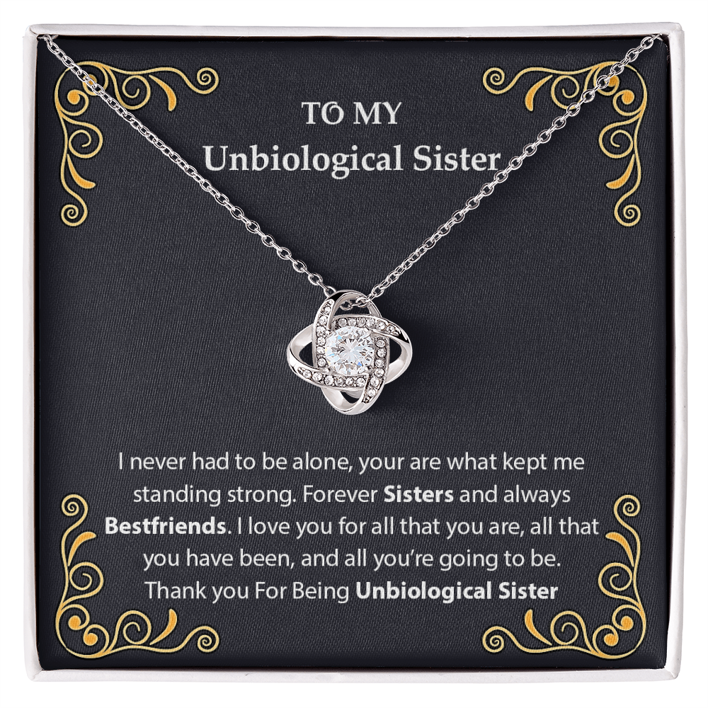 To My Unbiological Sister Love Knot Necklace From Sister, Bonus Sister Gift Necklace, Sister-in-Law Gift Pendant, Love Knot Jewelry for Sister in Law, Step Sister Gift, Soul Sister, Best Friend