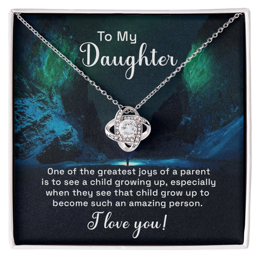 To My Daughter Love Knot Necklace From Parent, Daughter Gift Necklace From Mom, Step Daughter Necklace, Gift Necklace For Stepdaughter, Bonus Daughter Gifts, Step Daughter Gifts Love Knot Necklace