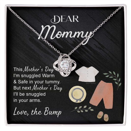 Dea Mommy Necklace, Mothers Day Gifts for Pregnant Wife, Happy Mothers Day Love Knot Necklace, Gift Necklace for Moms to Be, Mother To Be Mothers Day Pendant Gift, To My Mommy Necklace from Bump