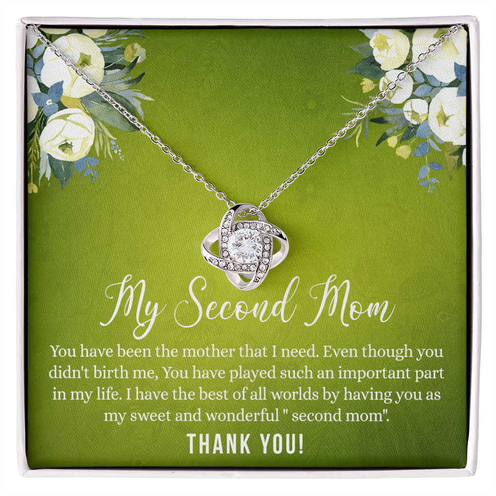 Second Mom Necklace, To My Second Mom Love Knot Necklace Gift From Daughter, Mother And Daughter Gift Necklace Personalized Gift Necklace For Mom, Thank You Love Knot Necklace Gift For Women