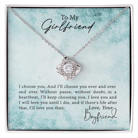 To My Girlfriend Necklace From Boyfriend, Husband, Gift Necklace For Girlfriend I Love You Then - Love Knot Pendant Gift For Girlfriend, Soulmate Necklace To Girlfriend Jewelry Gift For Girls