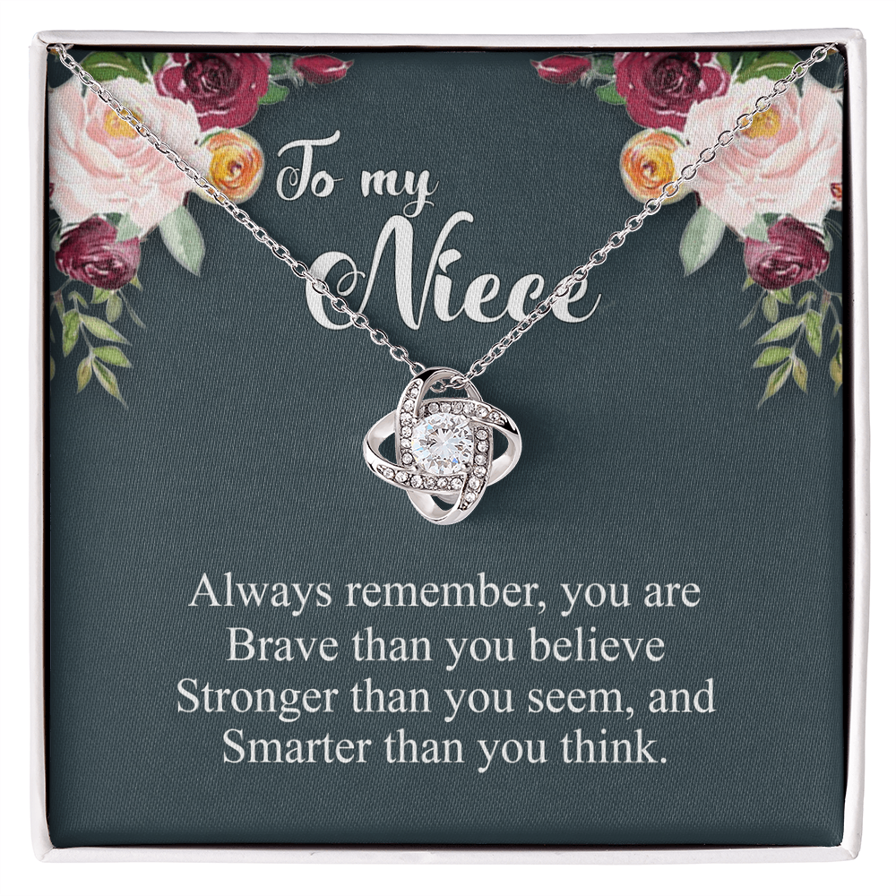 To My Niece Pendant Gift Necklace From Aunt, Niece Confirmation, Niece Birthday With Message Card and Gift Box Niece Necklace Gift from Aunt or Uncle You Are Braver, Smarter, Stronger Jewelry
