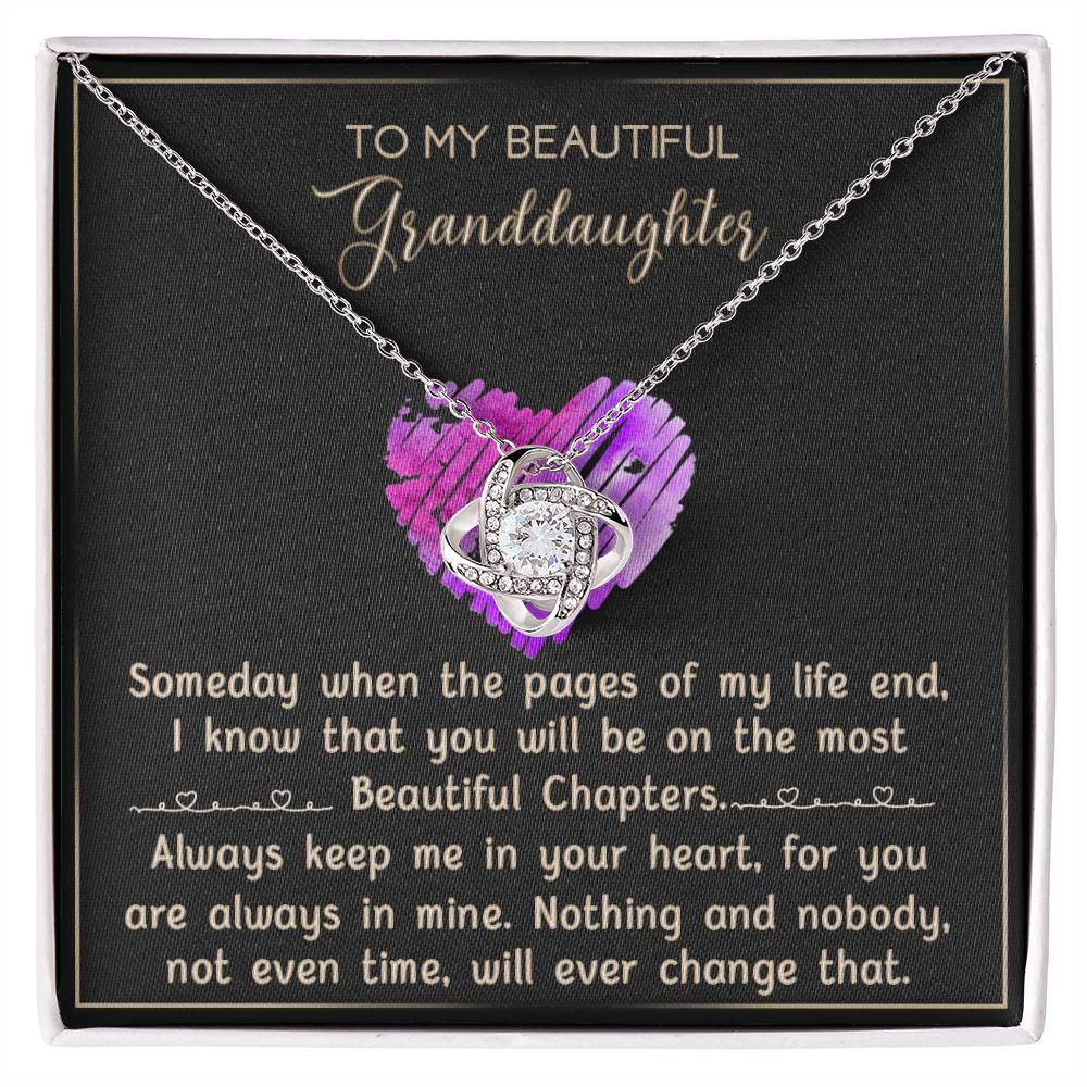 Granddaughter And Grandma Necklace, Gift Necklace For Granddauhter - To My Beautiful Granddaughter Necklace From Grandma, Love Knot Necklace For Granddaughter, Beautiful Granddaughter Necklace