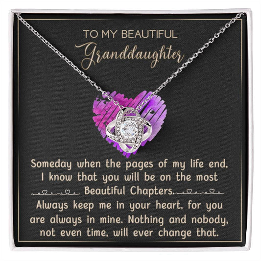 Granddaughter And Grandma Necklace, Gift Necklace For Granddauhter - To My Beautiful Granddaughter Necklace From Grandma, Love Knot Necklace For Granddaughter, Beautiful Granddaughter Necklace
