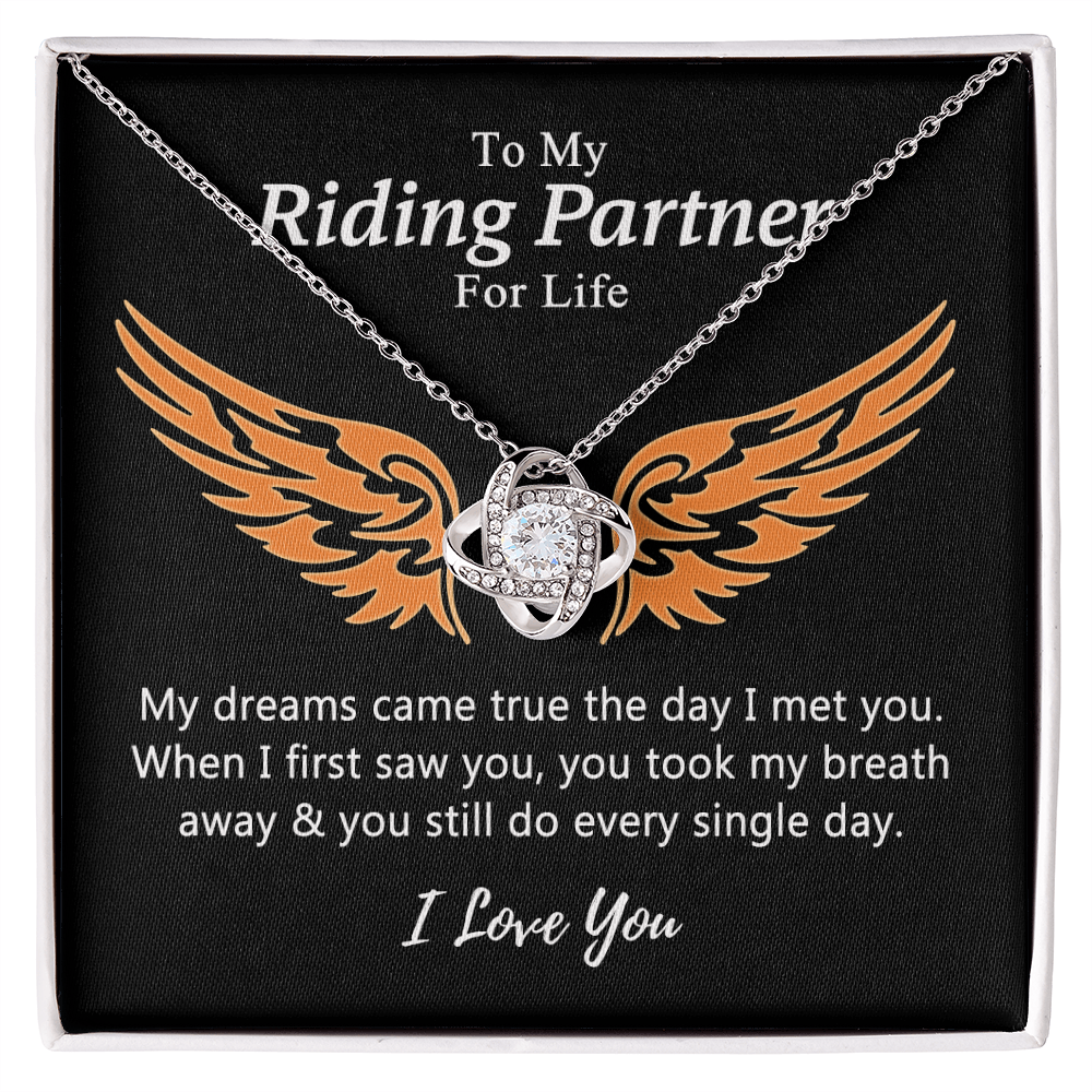 To My Riding Partners For Life Necklace, Gift Necklace For Motorcycle Wife, Love Knot Necklace Gift For Biker Wife, Necklace Gift for Girlfriend, Wife on Valentines Day, Romantic Gift Neklace Birthday