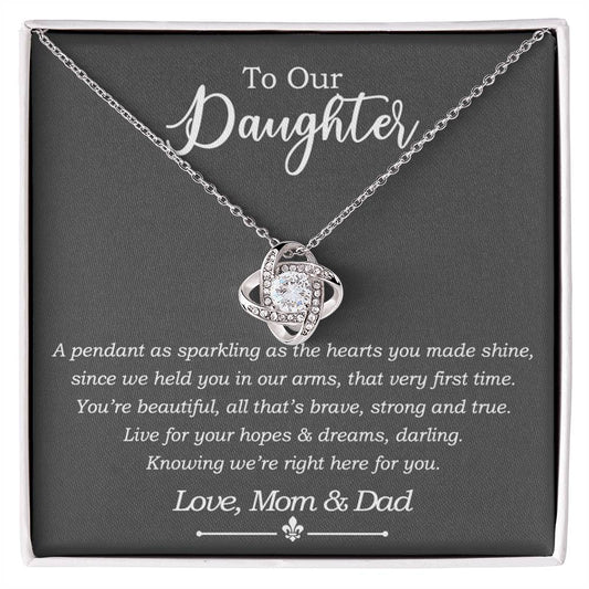 Daughter Gift Necklace, To My Daughter Gift Necklace From Mom And Dad , Step Daughter Necklace, Stepdaughter Gifts from Stepmom Stepdad Gifts from Stepdad Includes Message Card and Gift Box