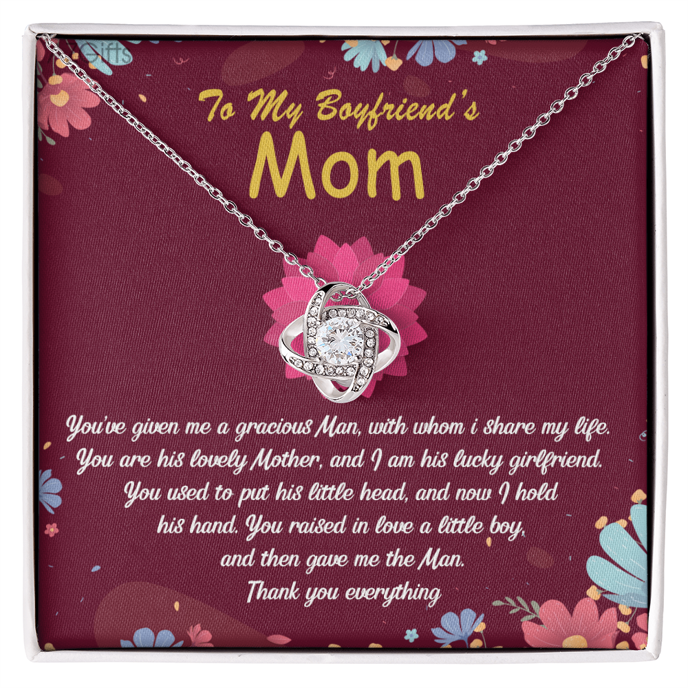 To My Boyfriends Mom Necklace From Girlfriend, Boyfriend's Mom Gift Necklace, Boyfriend Mom Gifts Jewelry For Boyfriend's Mom, Love Knot Necklace Gift For Boyfriends Mom On Mothers Day, Christmas