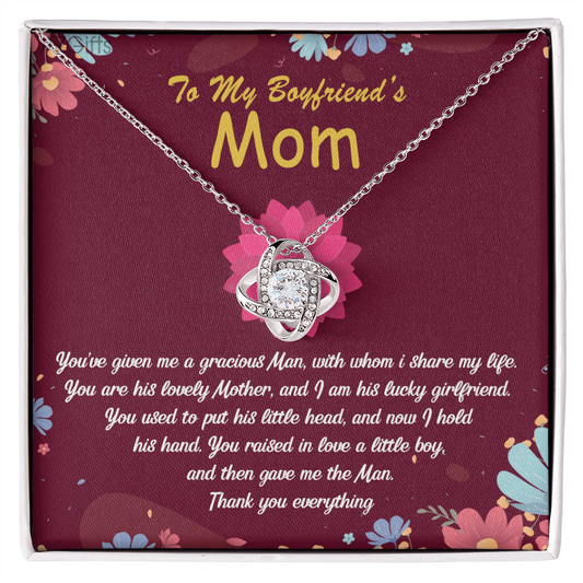 To My Boyfriends Mom Necklace From Girlfriend, Boyfriend's Mom Gift Necklace, Boyfriend Mom Gifts Jewelry For Boyfriend's Mom, Love Knot Necklace Gift For Boyfriends Mom On Mothers Day, Christmas