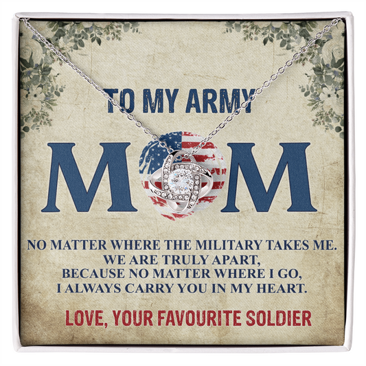 Army Mom Necklace, To My Army Mom Necklace From Daughter, Favourite Soldier Necklace Gift For Mom, Army Mom Love Knot Necklace Gift, Military Mom Gift Necklace, Soldier Mom Necklace Gift For Women