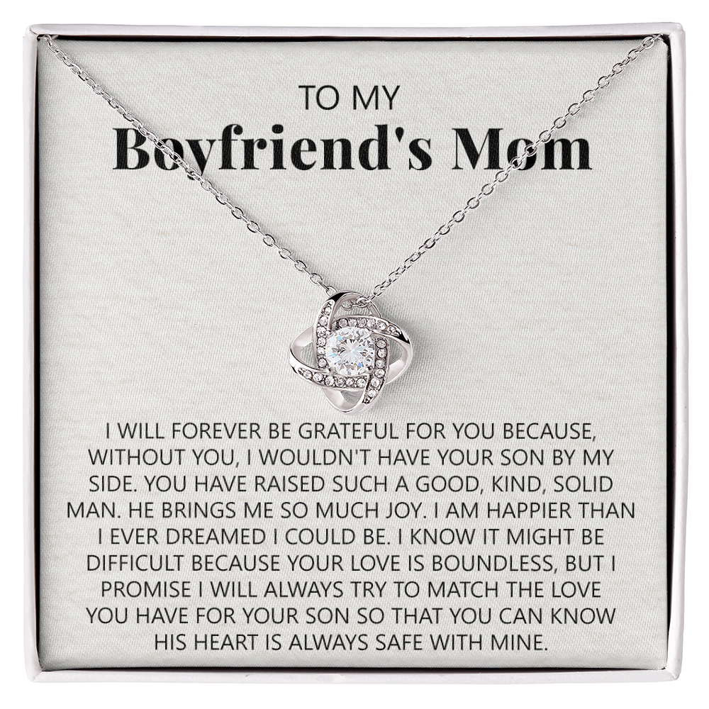 To My Boyfriend's Mom Necklace From Girlfriend, Jewelry Gifts For Boyfriend's Mom On Mothers Day Birthday Anniversary, Presents for Mom Necklace for Women, Boyfriend's Mom Gift Love Knot Necklace