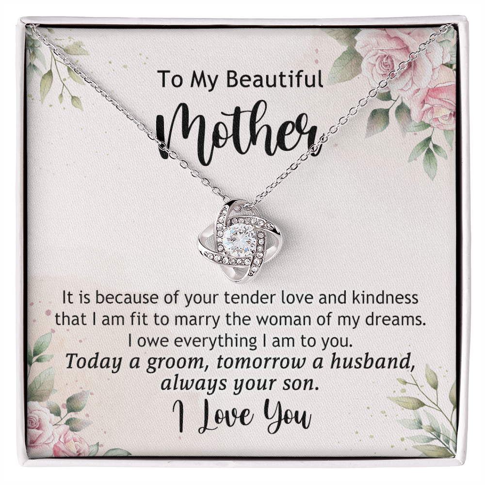 To My Beautiful Mother Necklace From Son, The Love Knot Necklace Gift For Mom, Mother, Bonus Mom Gift Necklace, Beautiful Mom Gift Necklace For Her, Mother's Day Necklace Jewelry For Mother, Moms