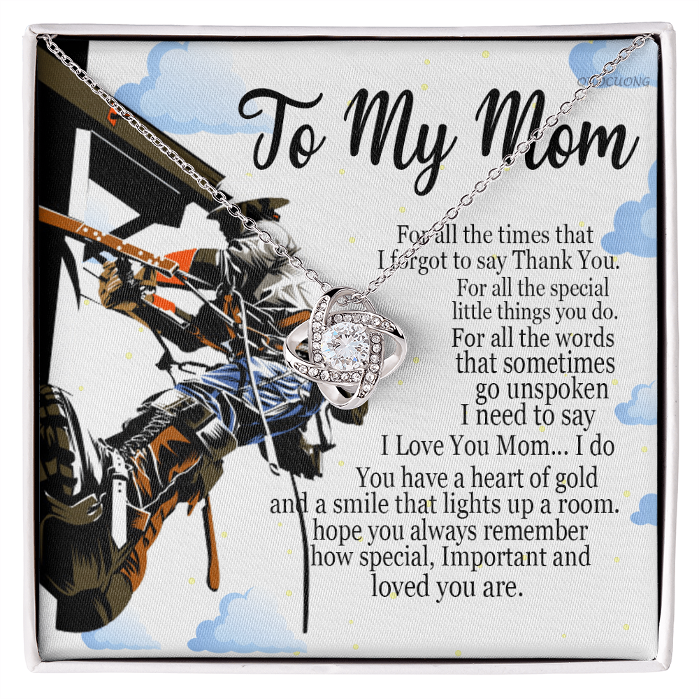 Lineman's Mom, To My Mom Love Knot Necklace Mother Jewelry Gift On Mothers Day