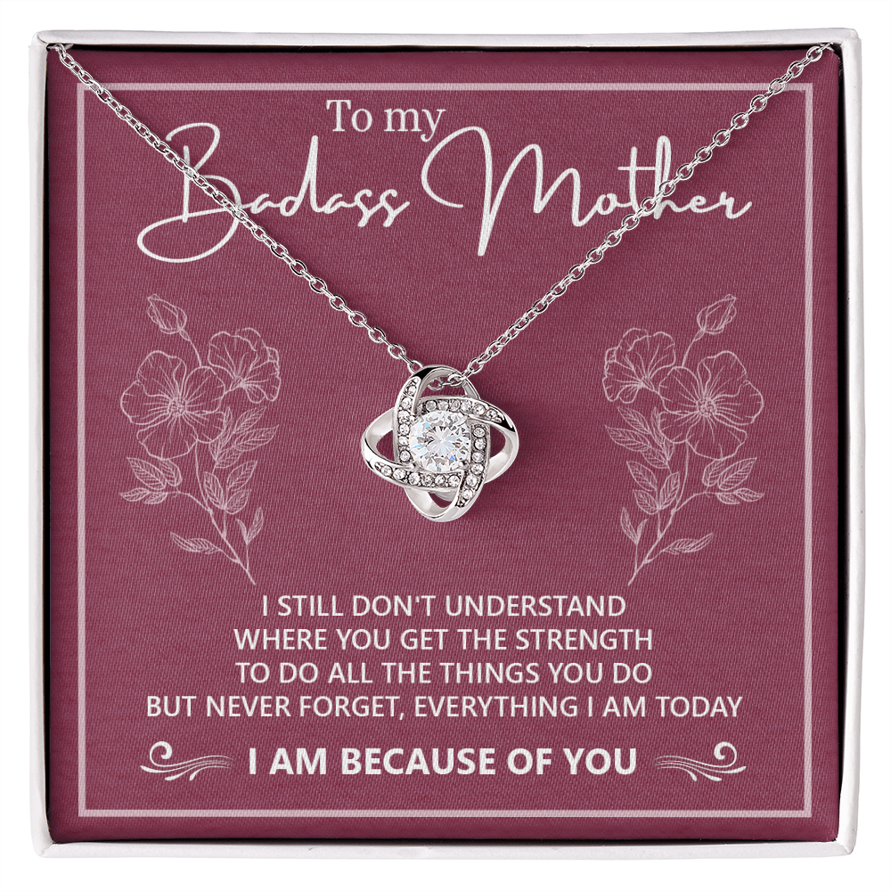 Badass Mother Necklace, To My Badass Mother Love Knot Necklace, Badass Mom Gift Necklace, Badass Mother Necklace Gift From Daughter, Mother's Day Necklace Gift For Mom, Jewelry Gift For Women Badass