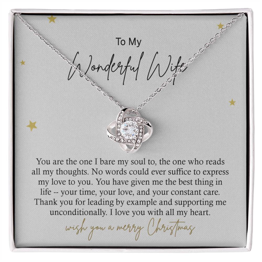 To My Wonderful Wife Necklace From Husband, Wish You A Merry Christmas Love Knot Necklace Gift For Wife Husband To Wife, Jewelry Gift For Women Wife Gift Necklace Soulmate Gift Pendant Necklace