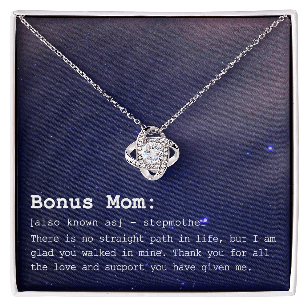 To My Bonus Mom Necklace From Bonus Daughter, Bonus Mom Gift Necklace, Jewelry For Mom, Stepmother Gift Necklace, Love Knot Pendant For Women, Thank You For Mom Card Gift Bonus Mom On Mothers Day