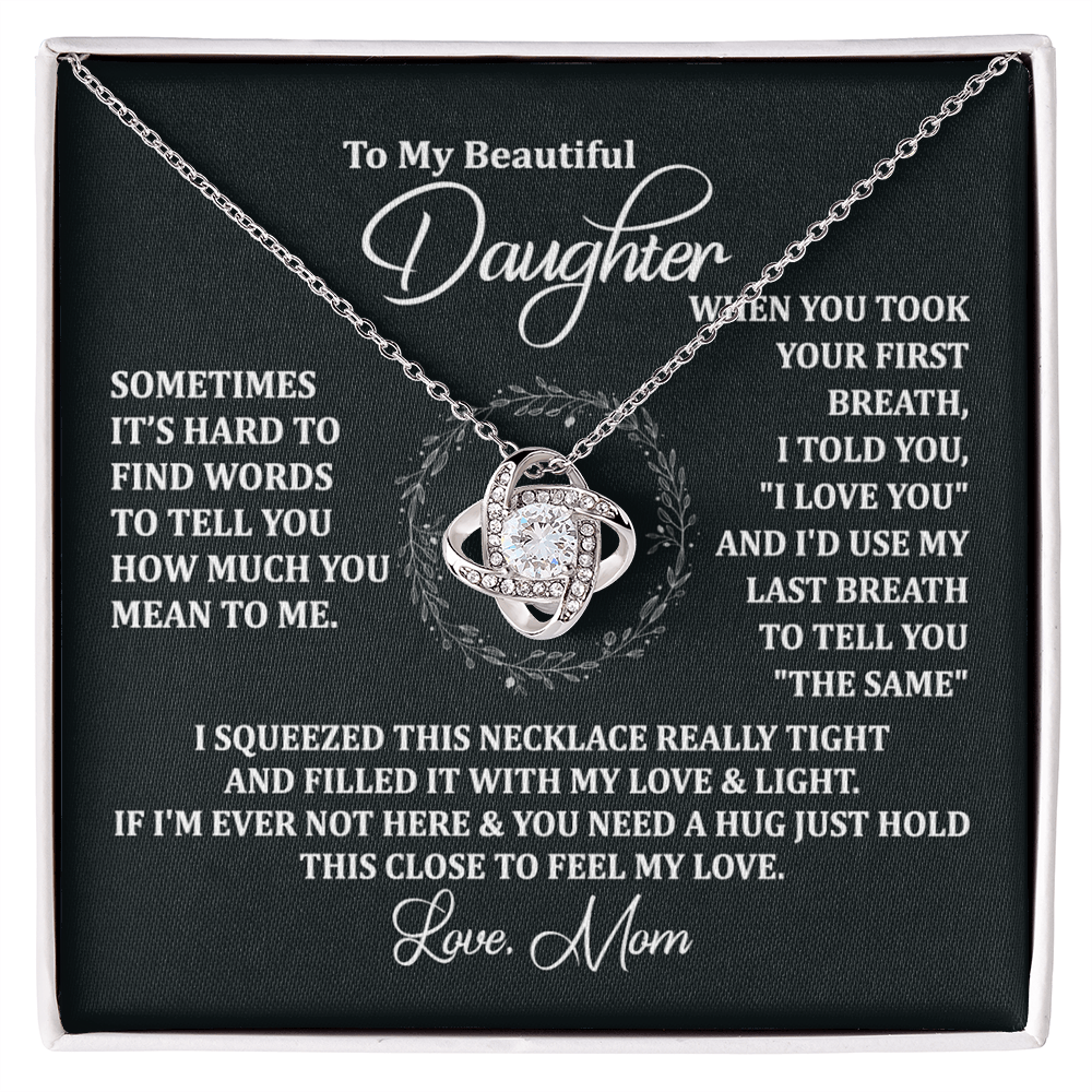 To My Beautiful Daughter Necklace Gift From Mom To Daughter, The Love Knot Necklace, Graduation Gift, Birthday Gift, Mothers Day Jewelry Birthday Gift For Daughter, Mother And Daughter Gift Jewelry