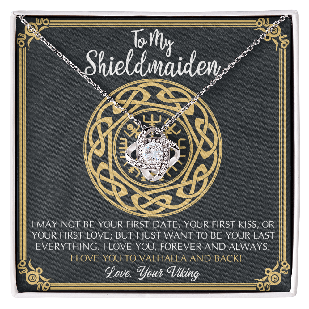 Personalized Gift Necklace, To My Shieldmaiden Necklace From Viking, I Love You to Valhalla and Back Viking Necklace Jewelry Gift For Women Wife Girlfriend Anniversary Customized Message Card