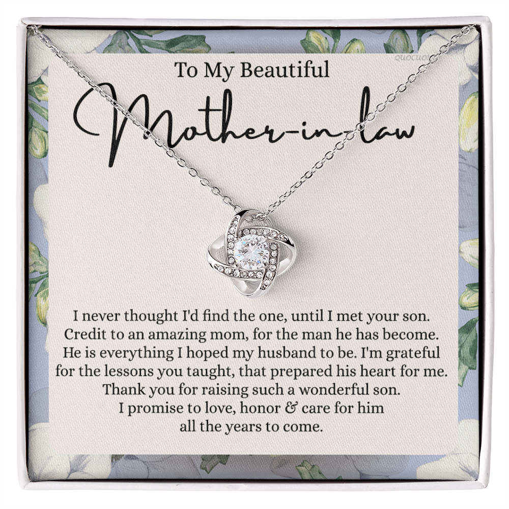 Mother In Law Gift Necklace, To My Beautiful Mother In Law Love Knot Necklace Gift From Daughter In Law, Mother And Daughter Gift Necklace Pendant, The Love Knot Necklace Gift For Mom Pendant